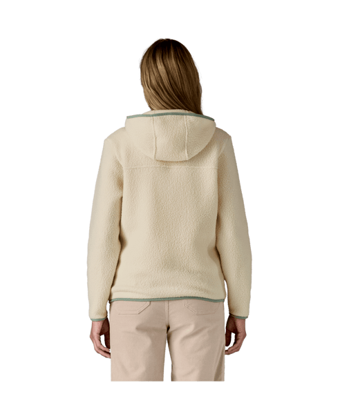 Patagonia Women's Retro Pile Fleece Hoody | Fleecejacke natural w/ellwood green Fleece Zipper beige Fairtrade Zipper Auf und Davon Outdoor Equipment