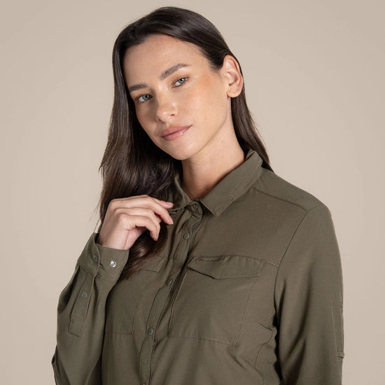 Craghoppers NosiLife Pro Langarmshirt III - Damen wild olive Damenbluse Auf und Davon Outdoor Equipment