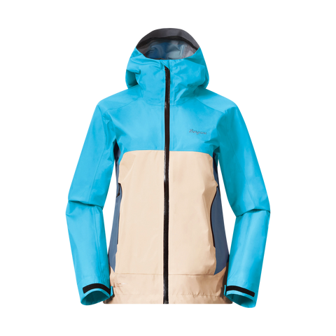 Bergans Women's Vaagaa 3L Shell Jacket Hardshelljacke aqua lagoon warm sand granite blue Regenjacke Damen Auf und Davon Outdoor Equipment