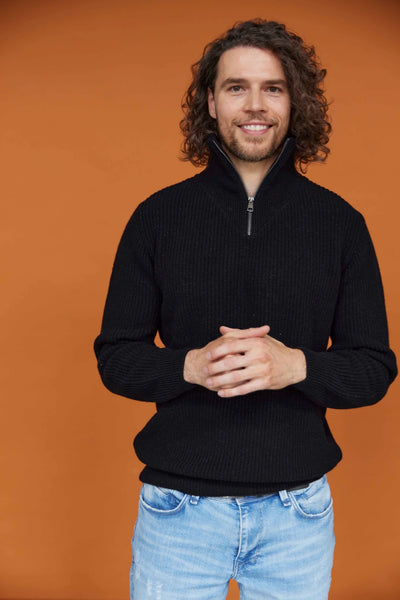 Blue Loop Men's Essential Nautic Sweater Wollpullover black Wollpullover Auf und Davon Outdoor Equipment