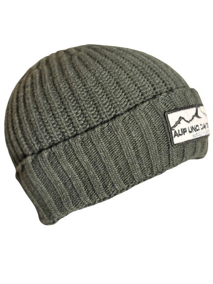 Auf und Davon Strickmütze Khaki aus Wolle