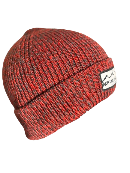 Auf und Davon Strickmütze - Rot-Grau