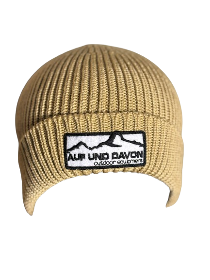 Auf und Davon Strickmütze Beige aus Wolle