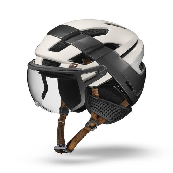 ITINERAIRE EVO Reactiv 0-3 | Fahrradhelm beige/schwarz High-End-Fahradhelm mit Visier Auf und Davon Outdoor Equipment