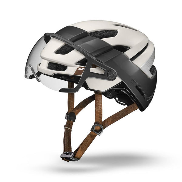 ITINERAIRE EVO Reactiv 0-3 | Fahrradhelm beige/schwarz High-End-Fahradhelm mit Visier Auf und Davon Outdoor Equipment