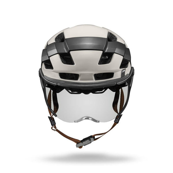 ITINERAIRE EVO Reactiv 0-3 | Fahrradhelm beige/schwarz High-End-Fahradhelm mit Visier Auf und Davon Outdoor Equipment