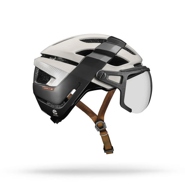 ITINERAIRE EVO Reactiv 0-3 | Fahrradhelm beige/schwarz High-End-Fahradhelm mit Visier Auf und Davon Outdoor Equipment