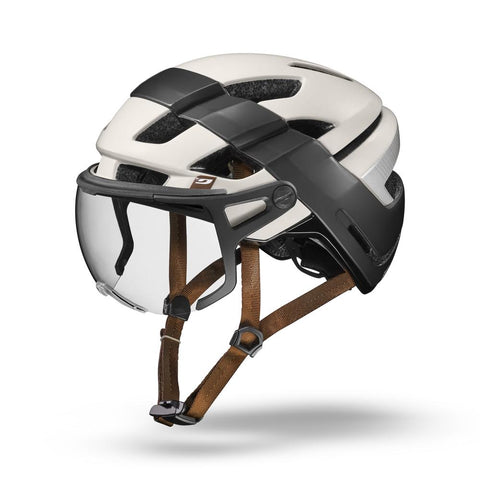 ITINERAIRE EVO Reactiv 0-3 | Fahrradhelm beige/schwarz High-End-Fahradhelm mit Visier Auf und Davon Outdoor Equipment