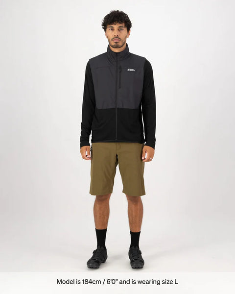 Mons Royale Men's Diversion Merino Wind Vest Windweste black Windweste Radweste Auf und Davon Outdoor Equipment