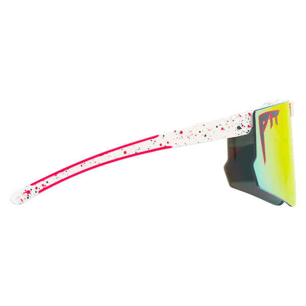 Pit Viper The Flip-Offs HDPV - Heater | Fahrradbrille klappbare Sonnenbrille schnelle Brille Laufbrille orange weiß gesprenkelt Auf und Davon Outdoor Equipment