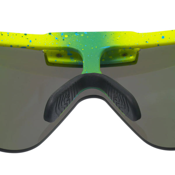 Pit Viper The Flip-Offs HDPV - Rec Center Fahrradbrille blau gelb grün gesprenkelt schnelle Brille Laufbrille klappbar Auf und Davon Outdoor Equipment