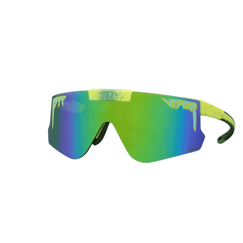 Pit Viper The Flip-Offs HDPV - Rec Center Fahrradbrille blau gelb grün gesprenkelt schnelle Brille Laufbrille klappbar Auf und Davon Outdoor Equipment