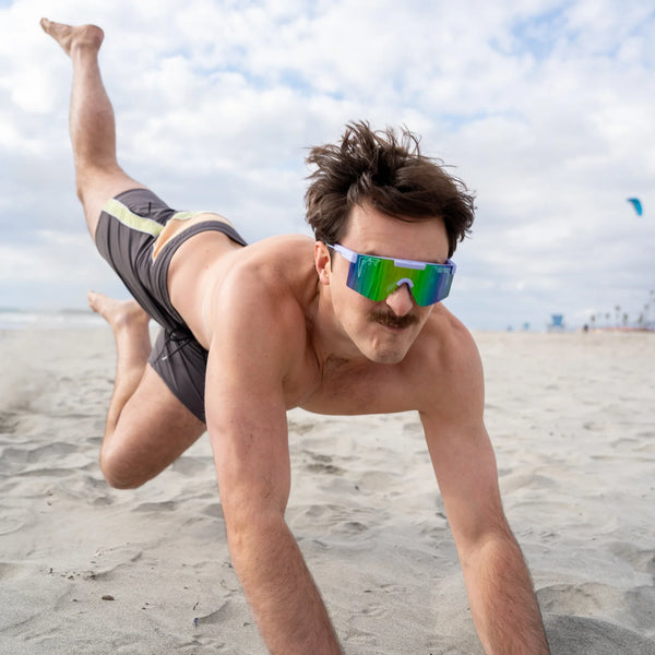 Pit Viper The Originals 2.0 Wide HDPV - Moontower Fahrradbrille weiß blau grün  schnelle Brille Laufbrille Auf und Davon Outdoor Equipment