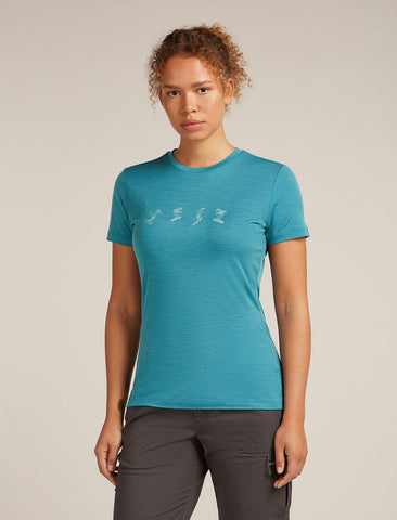 icebreaker Women's Merino 150 Tech Lite T-Shirt Snow Day | Merinoshirt topaz Funktionsshirt Auf und Davon Outdoor Equipment