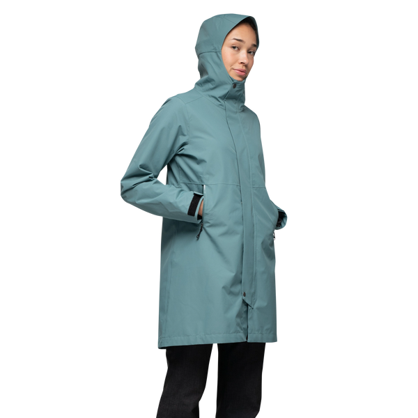 Bergns Urban 2L Shell Coat Women grey sage wasserdichter Mantel Damen Auf und Davon Outdoor Equipment