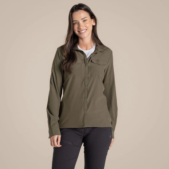 Craghoppers NosiLife Pro Langarmshirt III - Damen wild olive Damenbluse Auf und Davon Outdoor Equipment