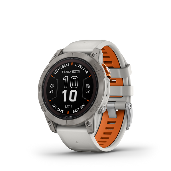 Nebelgrau-Titanium Titan mit QuickFit-Silikon-Armband 22mm Nebelgrau/Glutorange