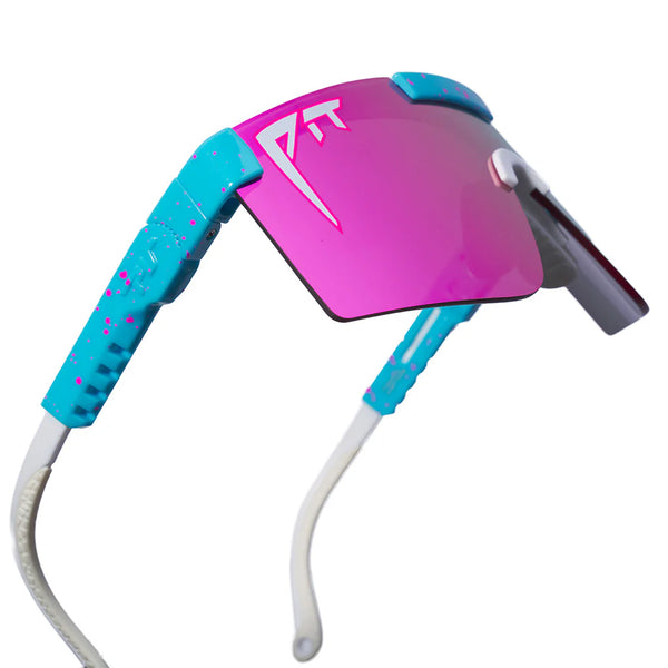 pit viper The Originals 2.0 Regular HDPV - Gobby | Fahrradbrille Laufbrille schnelle Brille polarisiert blau pink Auf und Davon Outdoor Equipment