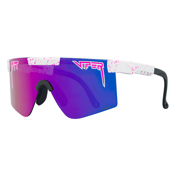 pit viper The Originals 2.0 Regular HDPV - LA Brights Fahrradbrille polarisiert Laufbrille schnelle Brille blau pink weiß gesprenkelt Auf und Davon Outdoor Equipment