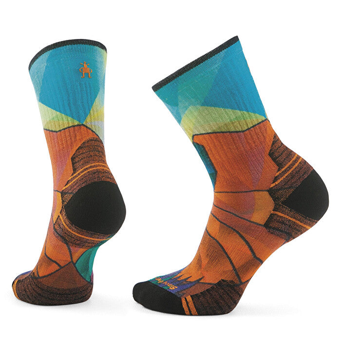 smartwool Hike Targeted Cushion Crew Mountain Prism-Print - Damen orange rust Damen Wandersocken orange blau Auf und Davon Outdoor Equipment