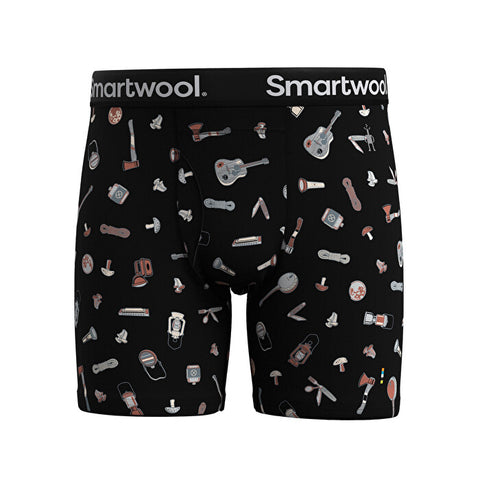 smarwool Men's Merino Boxershorts mit Print black gone camping Auf und Davon Outdoor Equipment