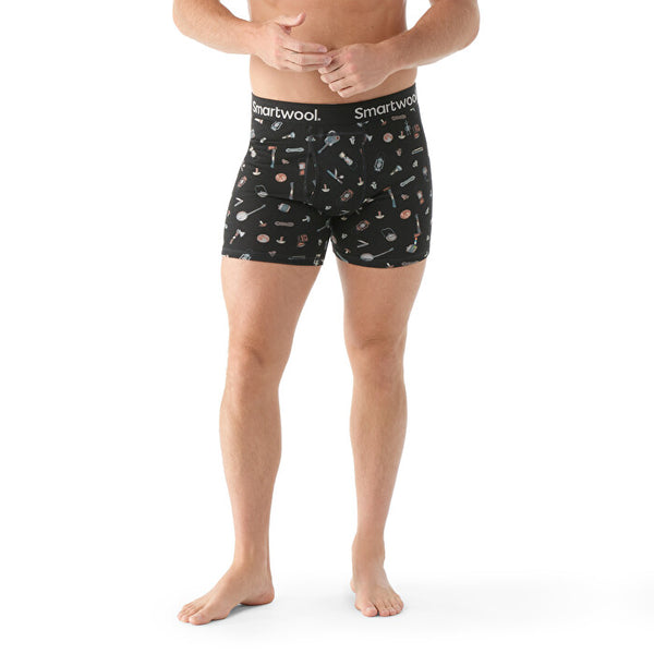 smarwool Men's Merino Boxershorts mit Print black gone camping Auf und Davon Outdoor Equipment