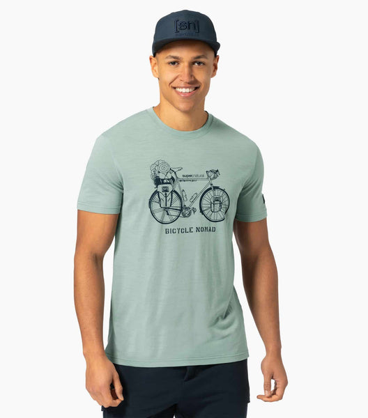 super.natural Men's Bicycle Nomad Tee | Merino T-Shirt chinoisgreen blueberry Aud und Davon Outdoor Equipment