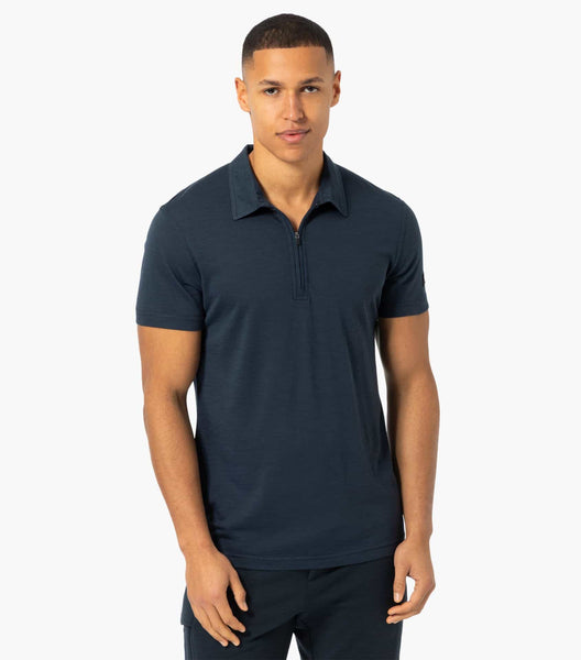 super.natural Men's Zip Polo | Merino Shirt blueberry Polo-Shirt Herren Auf und Davon Outdoor Equipment