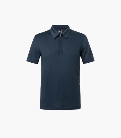 super.natural Men's Zip Polo | Merino Shirt blueberry Polo-Shirt Herren Auf und Davon Outdoor Equipment