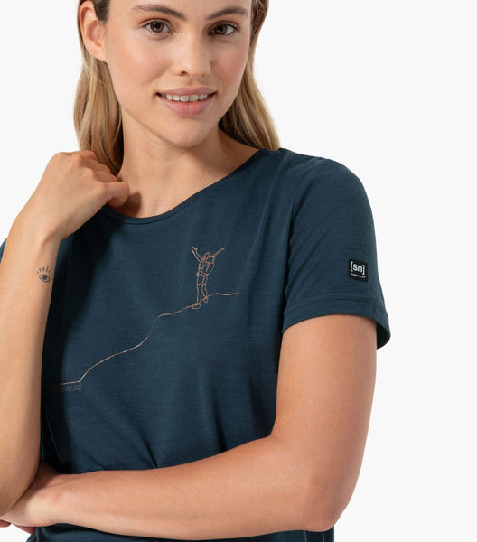 super.natural Women's Bergglück Tee Merino T-Shirt Blueberry/Copper Merino T-Shirt Damen Auf und Davon Outdoor Equipment