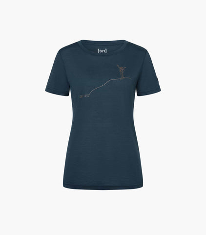 super.natural Women's Bergglück Tee Merino T-Shirt Blueberry/Copper Merino T-Shirt Damen Auf und Davon Outdoor Equipment