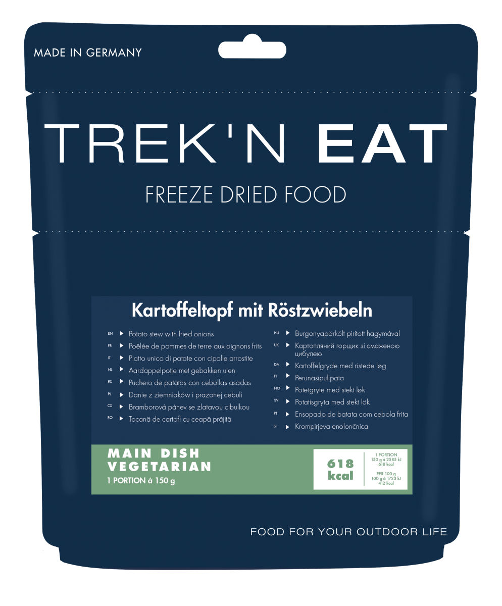 Trek'n'eat Kartoffeleintopf mit Röstzwiebeln | Outdoor Essen gefriergetrocknete Mahlzeit Auf und Davon Outdoor Equipment