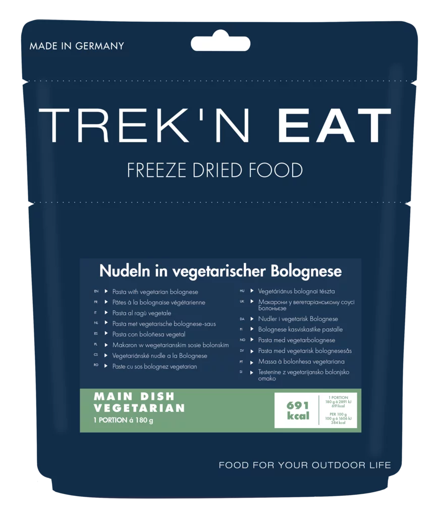 trek `n eat Nudeln in vegetarischer Bolognese | Outdoor Essen gefriergetrocknete Mahlzeit Auf und Davon Outdoor Equipment