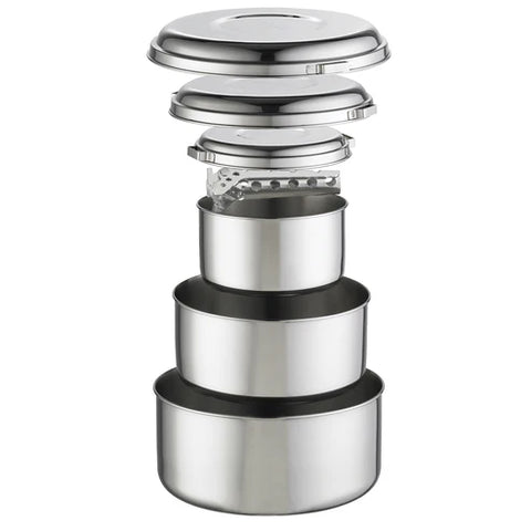 Alpine 4 Pot Set Campingtöpfe Camping Topfset mit Deckel und Griff Campingpfanne - Auf und Davon | Outdoor Equipment