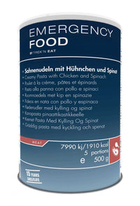 Sahnenudeln mit Hühnchen und Spinat