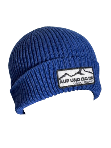Auf und Davon Strickmütze Marineblau aus Wolle