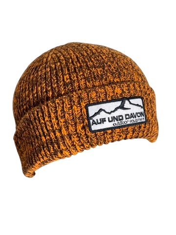 Auf und Davon Strickmütze Orange-Braun aus Wolle
