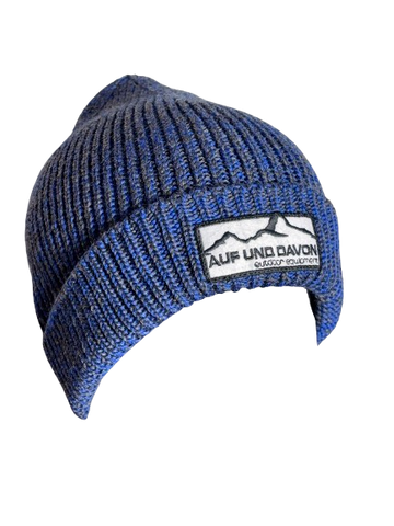 Auf und Davon Strickmütze Grau-Blau aus Wolle