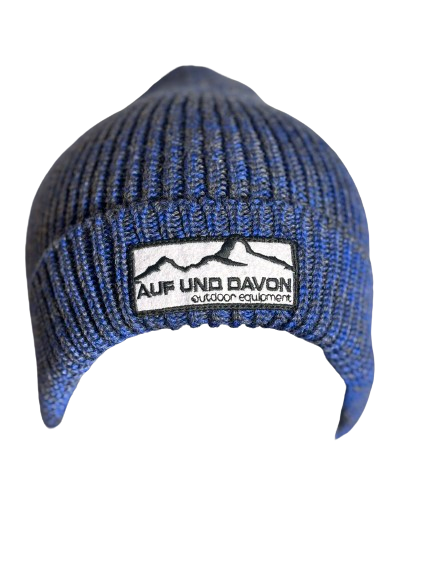 Auf und Davon Strickmütze Grau-Blau aus Wolle