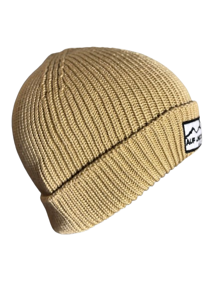 Auf und Davon Strickmütze Beige aus Wolle