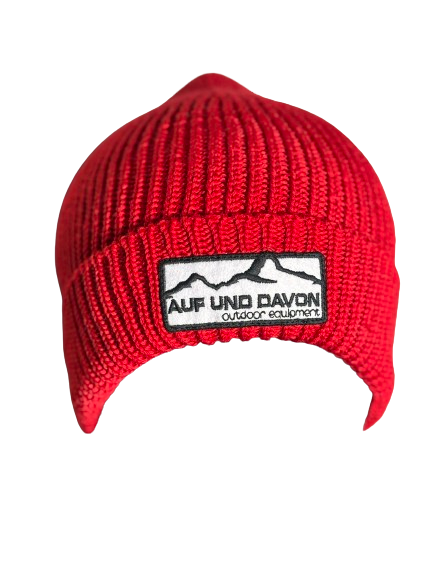 Auf und Davon Strickmütze Rot aus Wolle