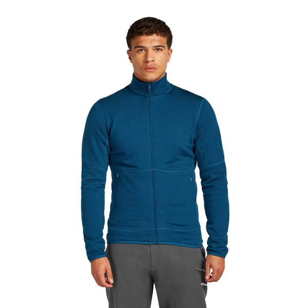 Icebreaker Men's Merino 400 RealFleece Descender LS Zip-Jacket atlantis Merino Fleece blau Auf und Davon Outdoor Equipment