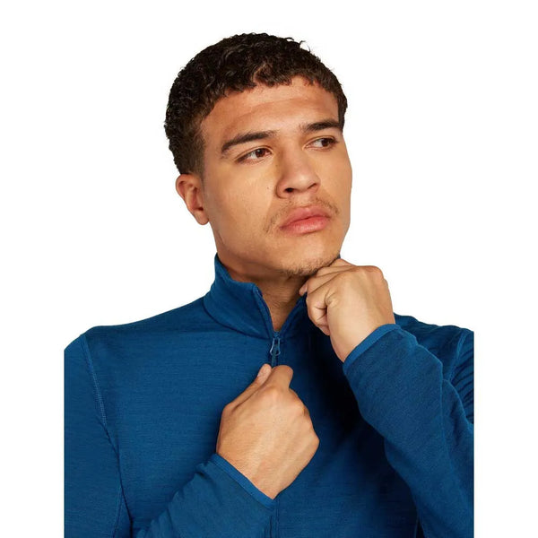 Icebreaker Men's Merino 400 RealFleece Descender LS Zip-Jacket atlantis Merino Fleece blau Auf und Davon Outdoor Equipment