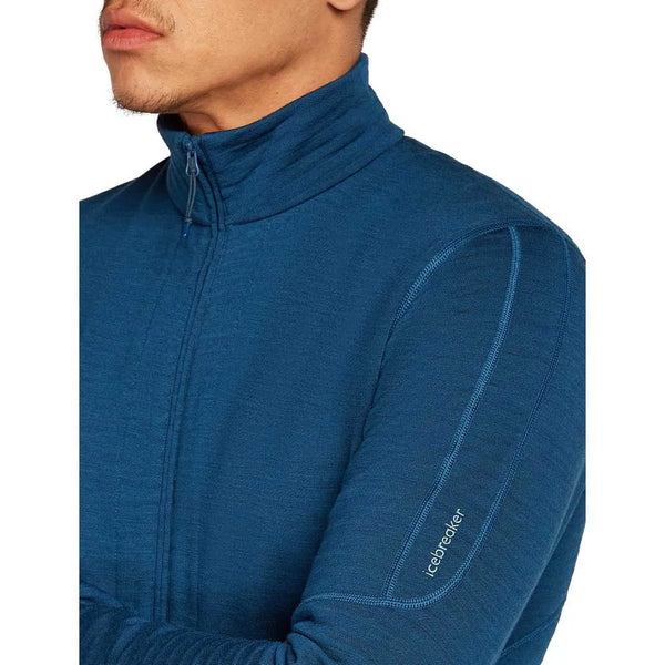 Icebreaker Men's Merino 400 RealFleece Descender LS Zip-Jacket atlantis Merino Fleece blau Auf und Davon Outdoor Equipment