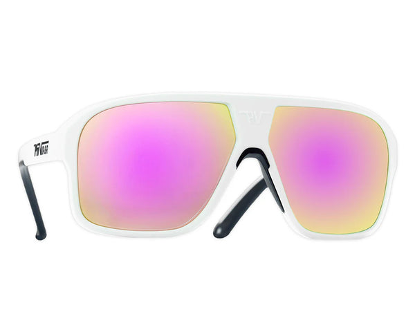 Pit Viper The Flight Optics HDPV - Miami Nights Pink | Fahrradbrille polarisierte Sonnenbrille rosa weiß Auf und Davon Outdoor Equipment 