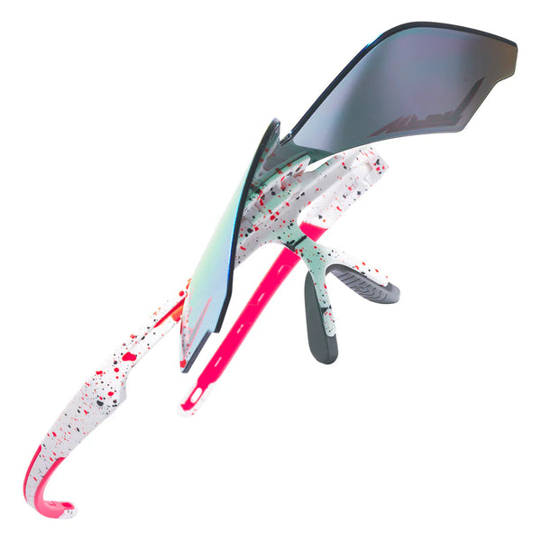 Pit Viper The Flip-Offs HDPV - Heater | Fahrradbrille klappbare Sonnenbrille schnelle Brille Laufbrille orange weiß gesprenkelt Auf und Davon Outdoor Equipment