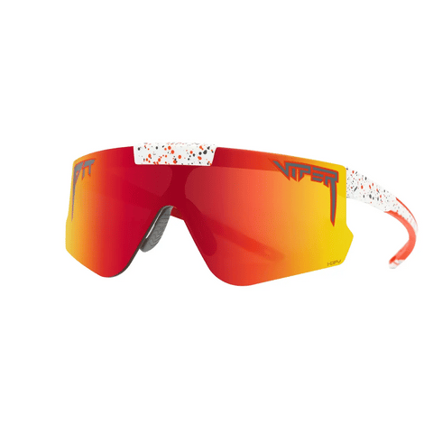 Pit Viper The Flip-Offs HDPV - Heater | Fahrradbrille klappbare Sonnenbrille schnelle Brille Laufbrille orange weiß gesprenkelt Auf und Davon Outdoor Equipment