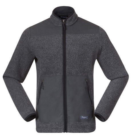 Bergans Nordmarka ReWool Pile Midlayer Jacket Men solid dark grey/dark shadow grey Wollpullover Herren Zipper Auf und Davon Outdoor Equipment