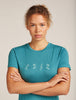 icebreaker Women's Merino 150 Tech Lite T-Shirt Snow Day | Merinoshirt topaz Funktionsshirt Auf und Davon Outdoor Equipment