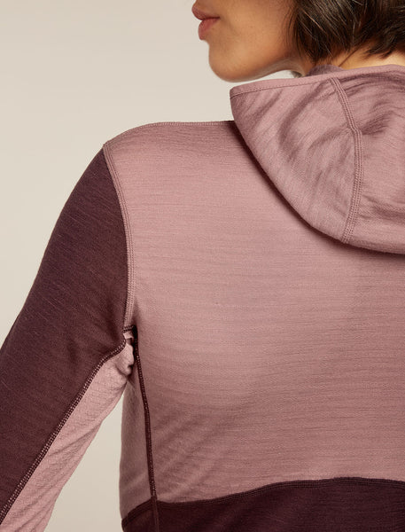 icebreaker Women's Merino 200 Realfleece Descender LS Zip Hoodie | Fleecejacke summit/java/acid pink/cb Funktionshoody Merino Hoody Auf und Davon Outdoor Equipment